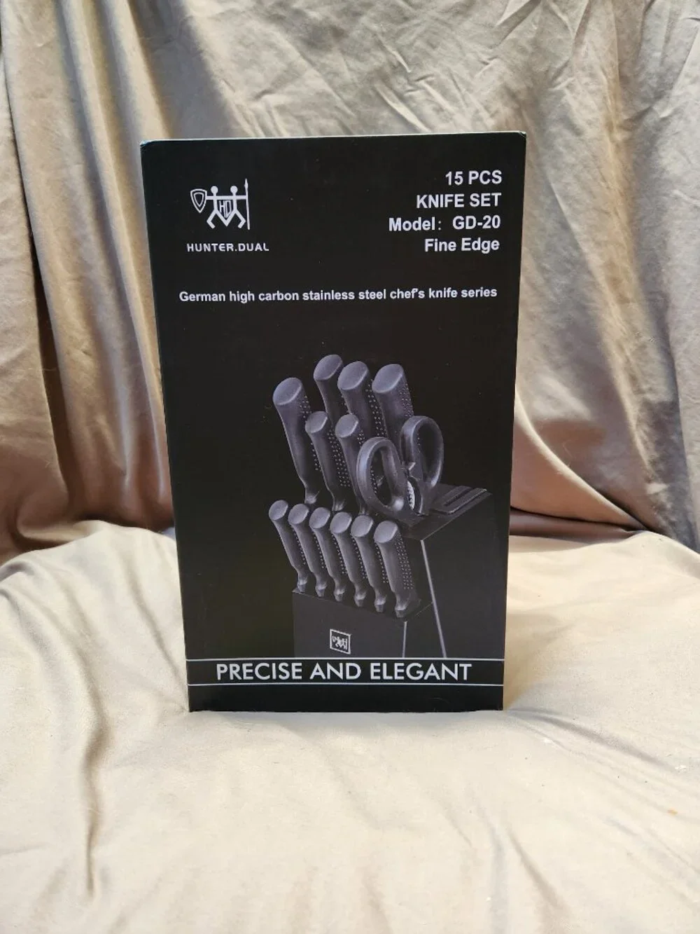 HUNTER DUAL 15 Pcs Kitchen Knife Set High Carbon Stainless Steel, Black *NEW*